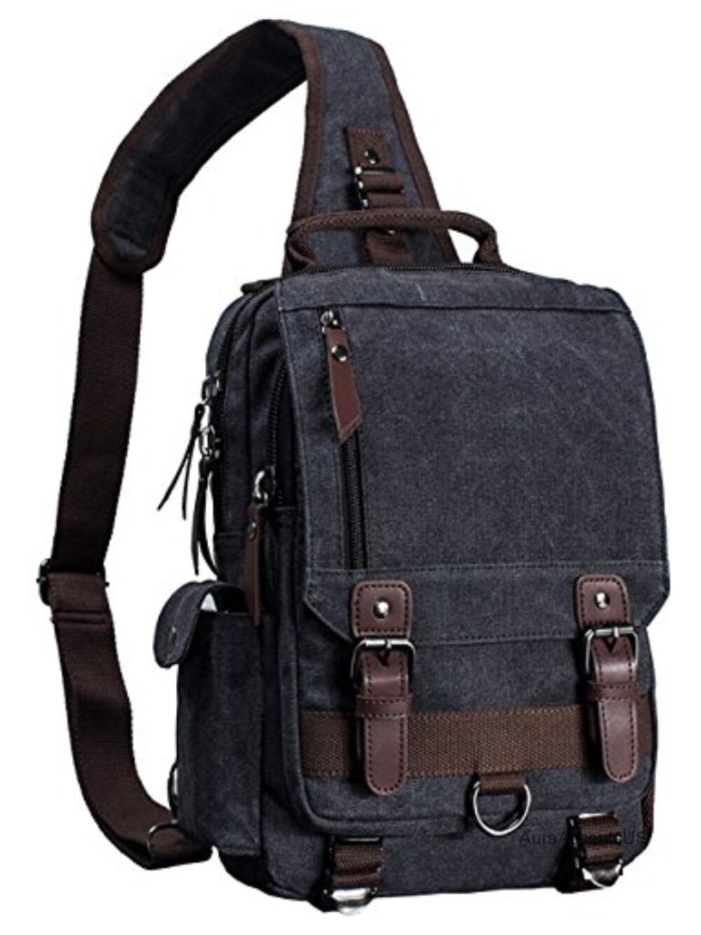 Canvas Leather Crossbody Messenger Bag Sling Backpack Travel Rucksack